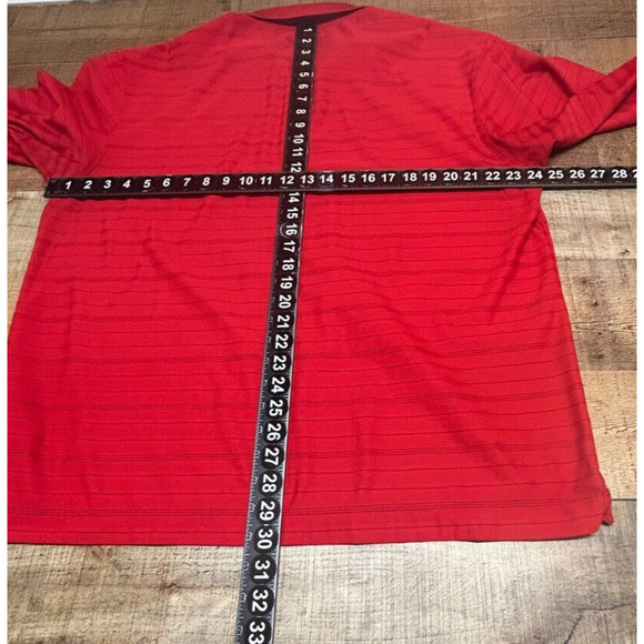 Nike‎ Golf Shirt Mens XL Red Stripe Fit Dry Long Sleeve Collared Polyester Polo - Picture 4 of 8